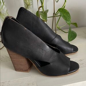 Antelope Black Peep-Toe Heeled Boots